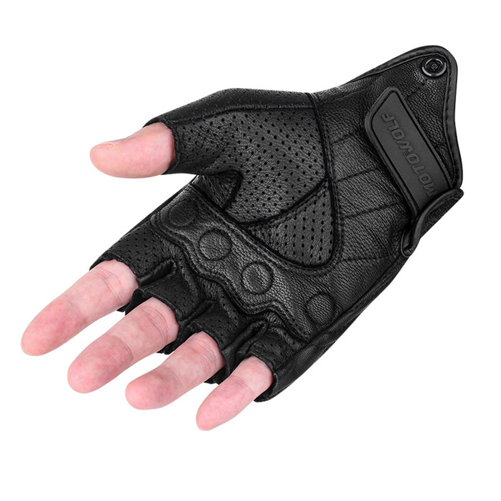 Summer Motorcycle Fingerless Gloves Accessories Goatskin Leather Half  Finger Gloves Motocross Gant Moto Guantes Moto Verano - AliExpress