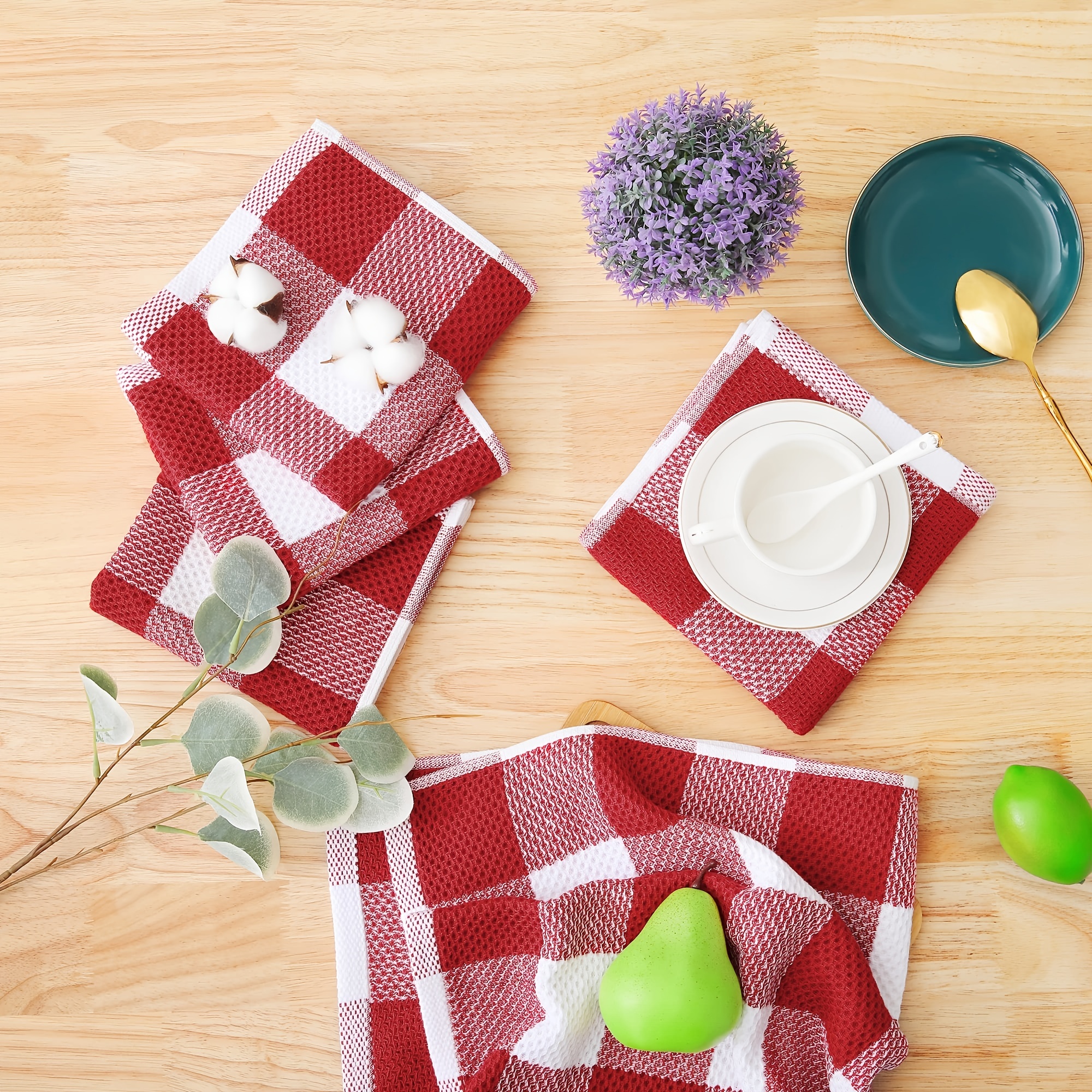 6PCS Cotton Kitchen Tea Towel Absorbent Catering Restaurant Cloth