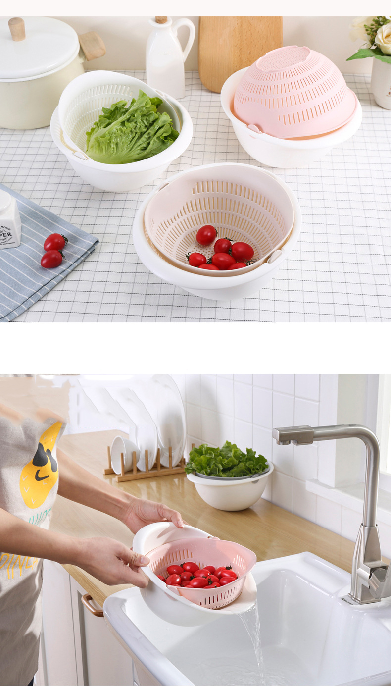 Colander Basket Double Layer Drain Basket Plastic Rotatable - Temu