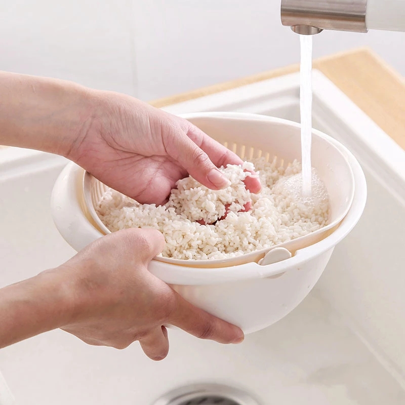 single piece colander two tiered draining basket plastic rotating strainer reusable washing basket home colander for the kitchen fruit and vegetable washing basket kitchen items kitchen tools kitchen accessories without battery Product details 7