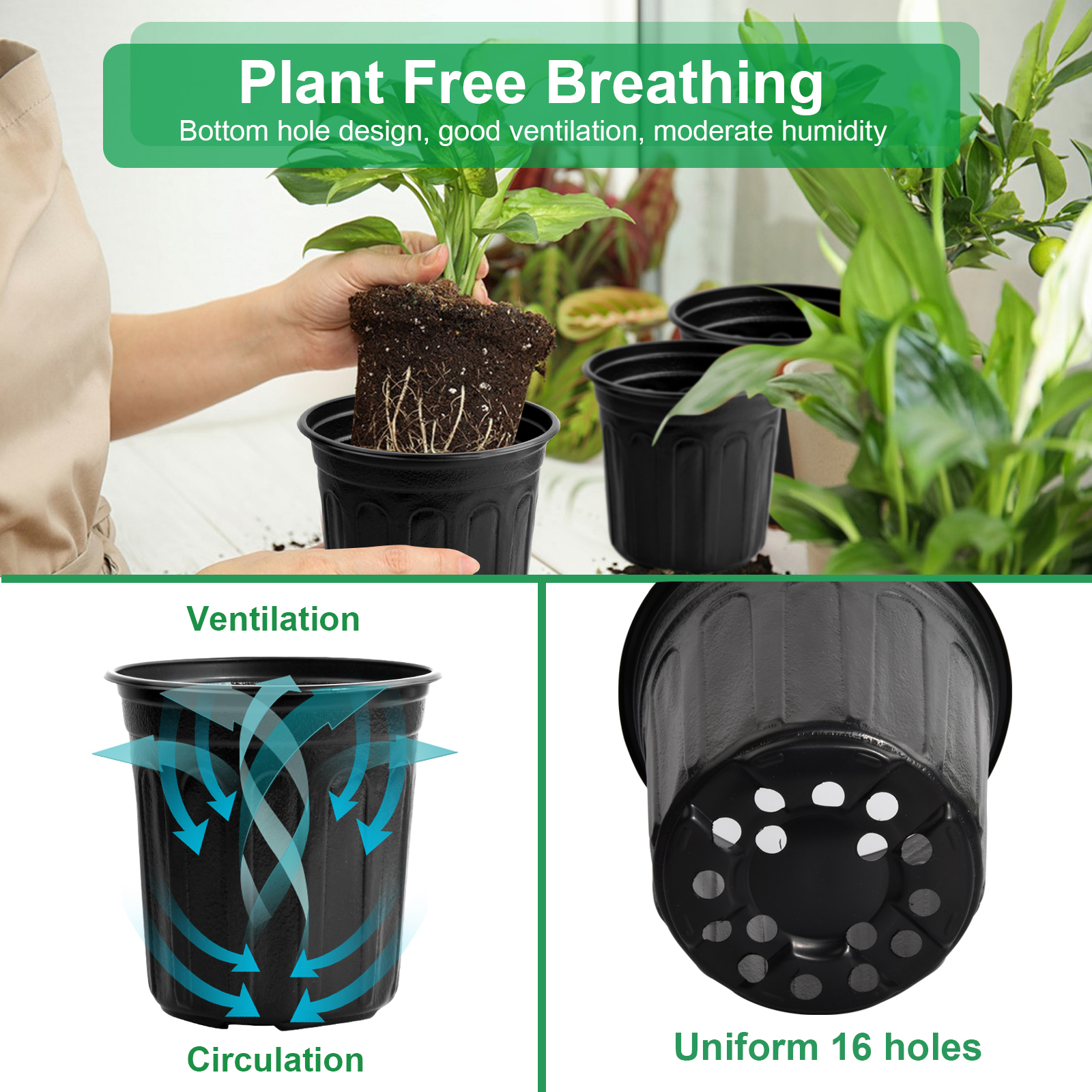 48 packs 1 gallon soft plant nursery pots thickened soft plastic nursery pots water permeable and breathable black