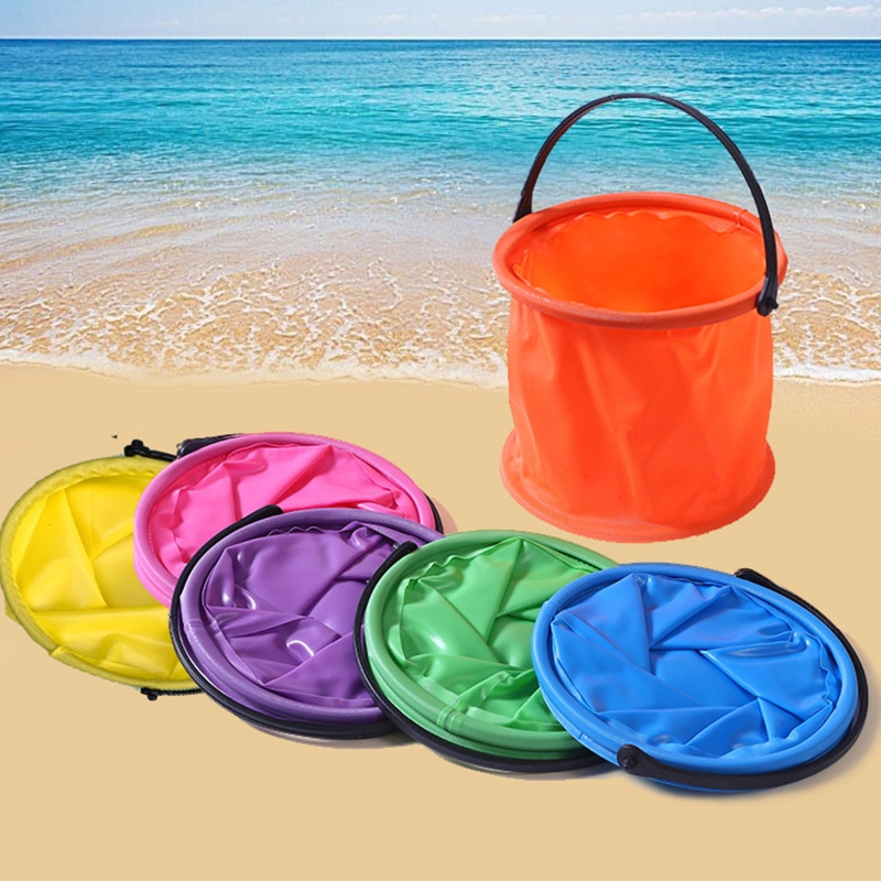 

1pc Collapsible Beach Sand Play Buckets, Multi-color Plastic Foldable Pails, Outdoor Summer Toys For Gardening, Pool, And Sandbox Fun