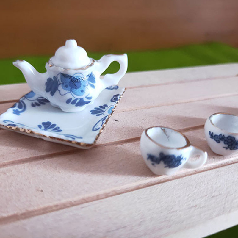 Mini Ceramic Tea Set 1:12 Miniature Flower Pattern Kitchen - Temu