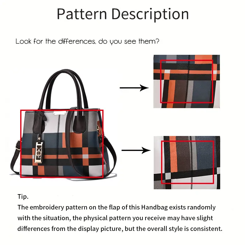 Color Contrast Plaid Tote Bag, Large Capacity Colorful Crossbody Bag,  Women's Everyday Shoulder Bag & Purse - Temu