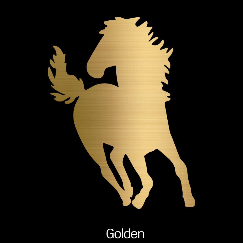 White horse mirror gold stickers / golden horse rider banner decal