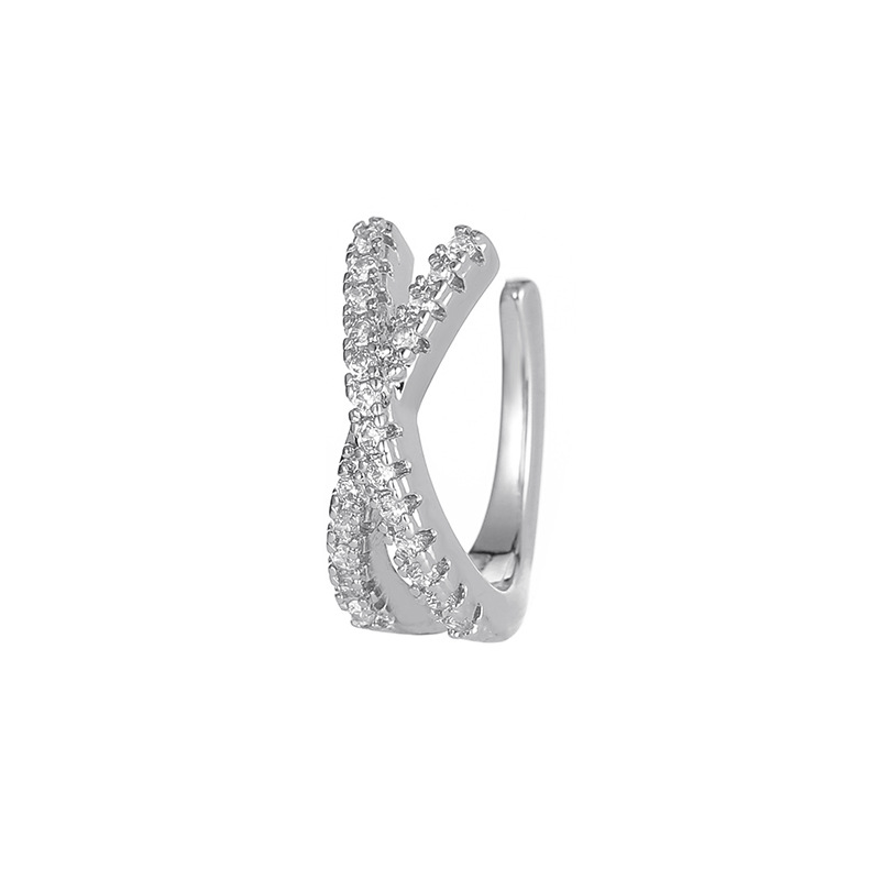 TEMU Ear Bone Clip With Fashionable Zirconia Inlaid Earrings Without Ear Holes Bohemian Elegant Style Alloy Jewelry For Daily Leisure