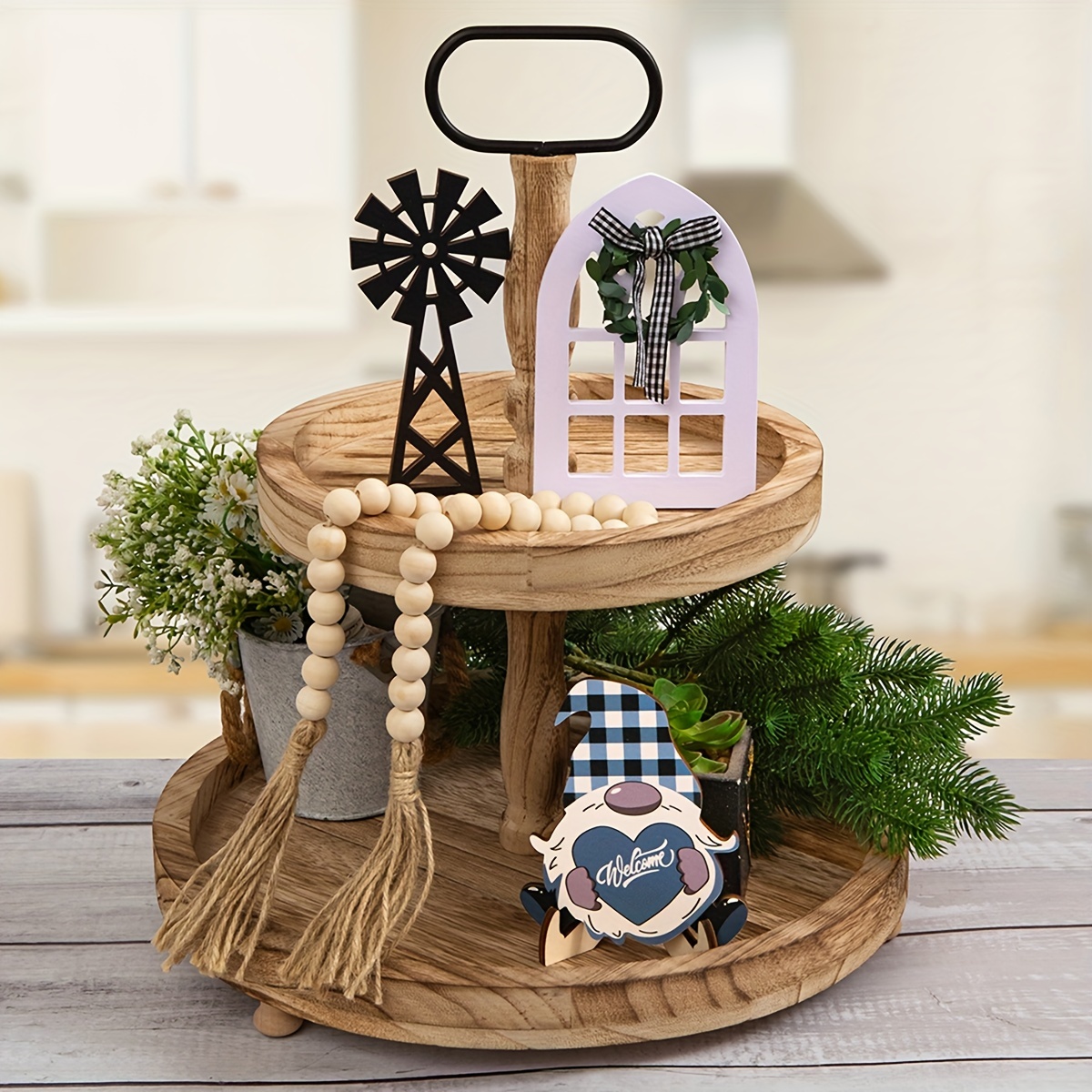 Home Decor Rustic Home Sweet Home Kitchen Decor Tiered Tray Decorative Set  Home Decor Gifts(without tray) 