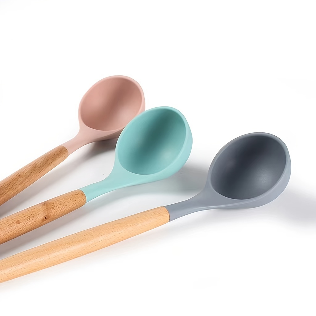 Silicone Ladle Non stick Silicone Spoon Heat resistant For - Temu