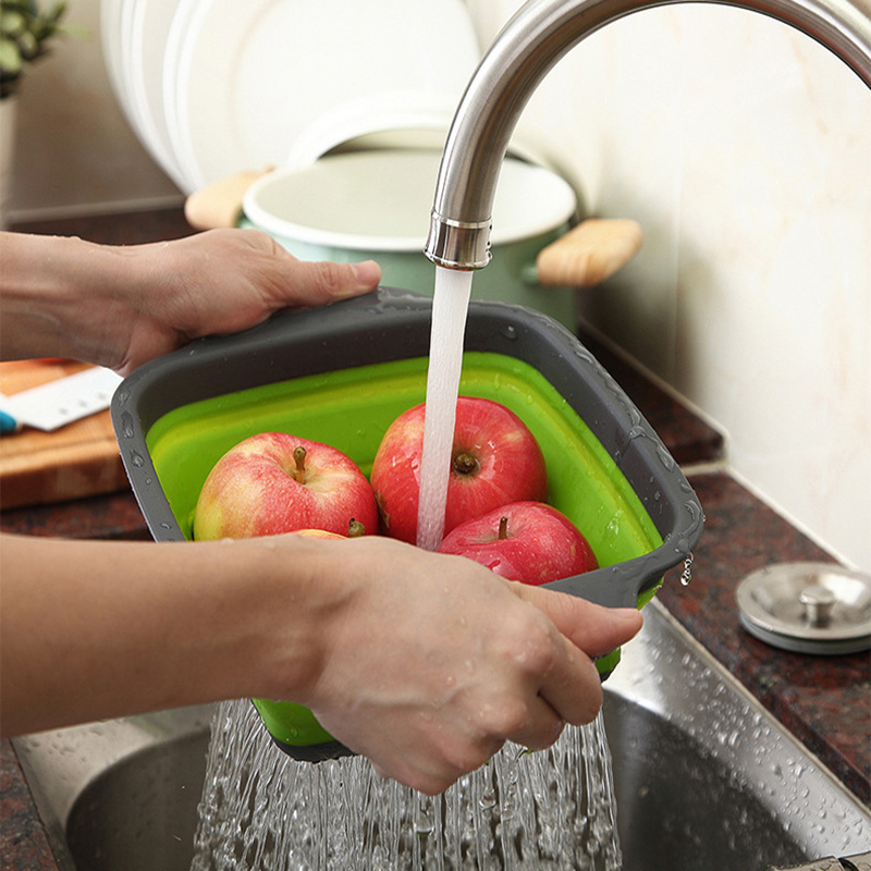 Bassin De Lavage De Légumes Pliable , Panier De Drainage , Panier