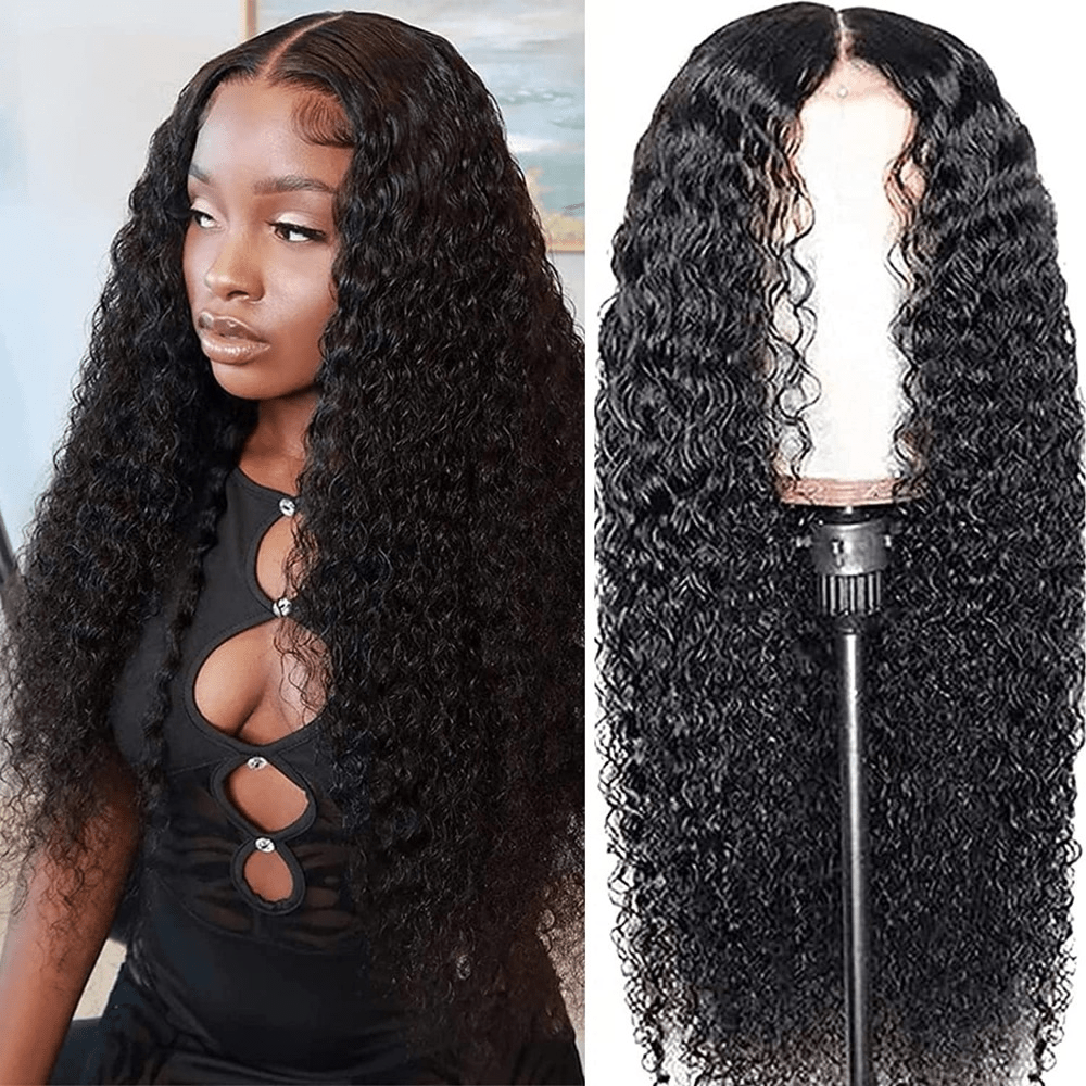 Kinky Curly Wig Transparent Lace Front Human Hair Wigs