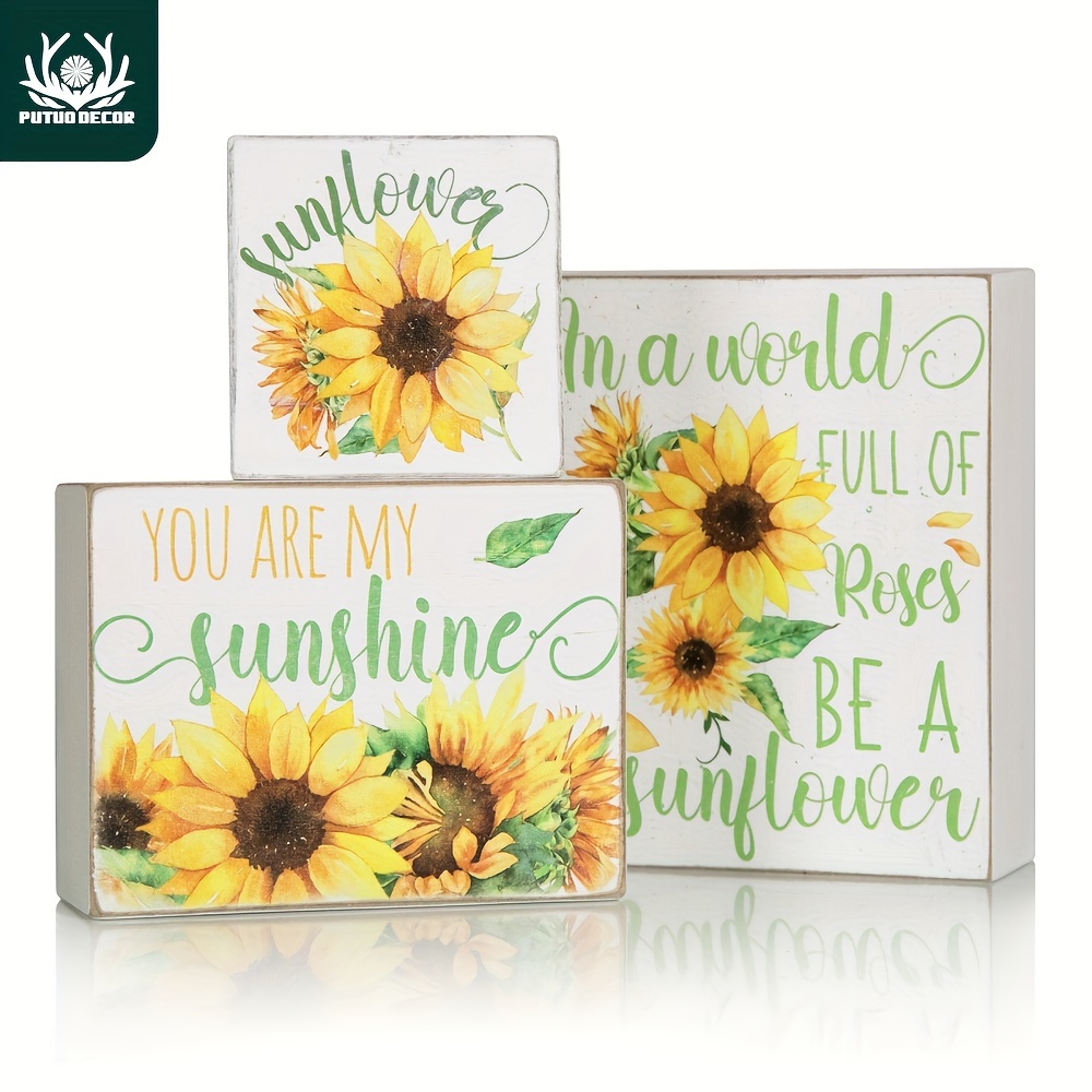 Sunflower Wooden Box Sign, Flowers Bloom Work Desk Decor For Home Bedroom  Living Room Garden Yard, Gifts - Temu