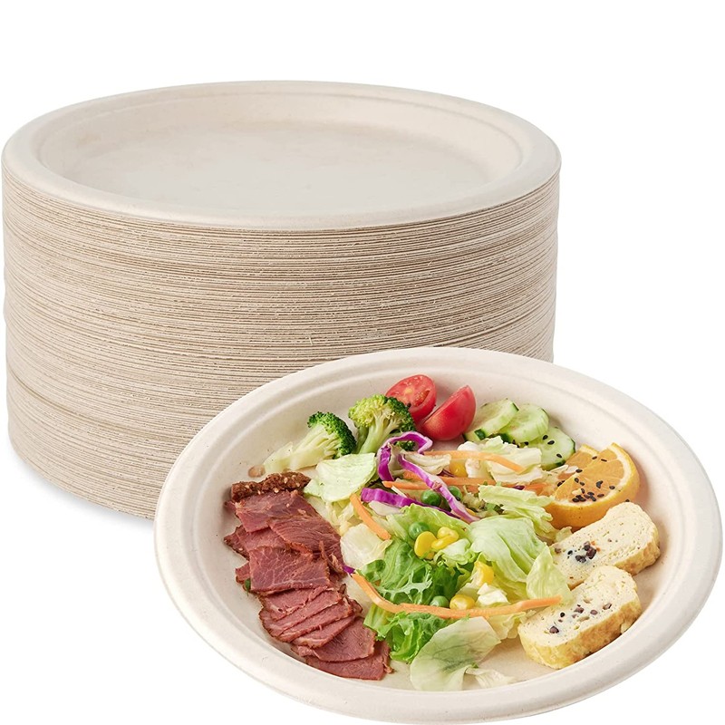 Disposable Brown Paper Plates Dinner Dessert Party Plate Eco