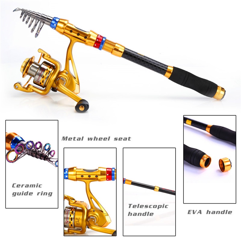 Fishing Sets Professional3 2.7 m Golden rod,5000 metal reel