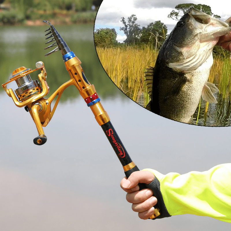 Portable Fishing Rod Kit Telescopic Carbon Fiber Fishing Pole Set Lures  Accessories 1.8m/2.1m Fishing Rod Reel Set Fishing Tool
