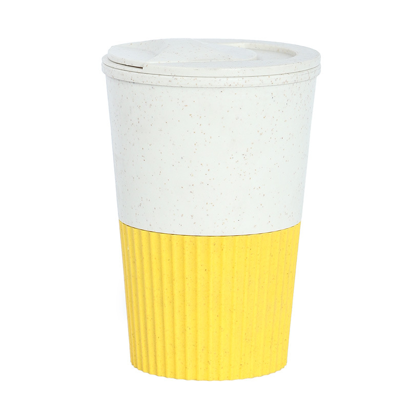 1PC Simple Wheat Straw Cup with Lid Cup Student Portable Tote