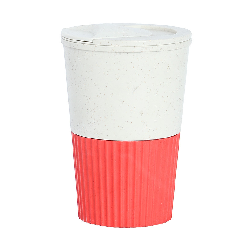 1PC Simple Wheat Straw Cup with Lid Cup Student Portable Tote