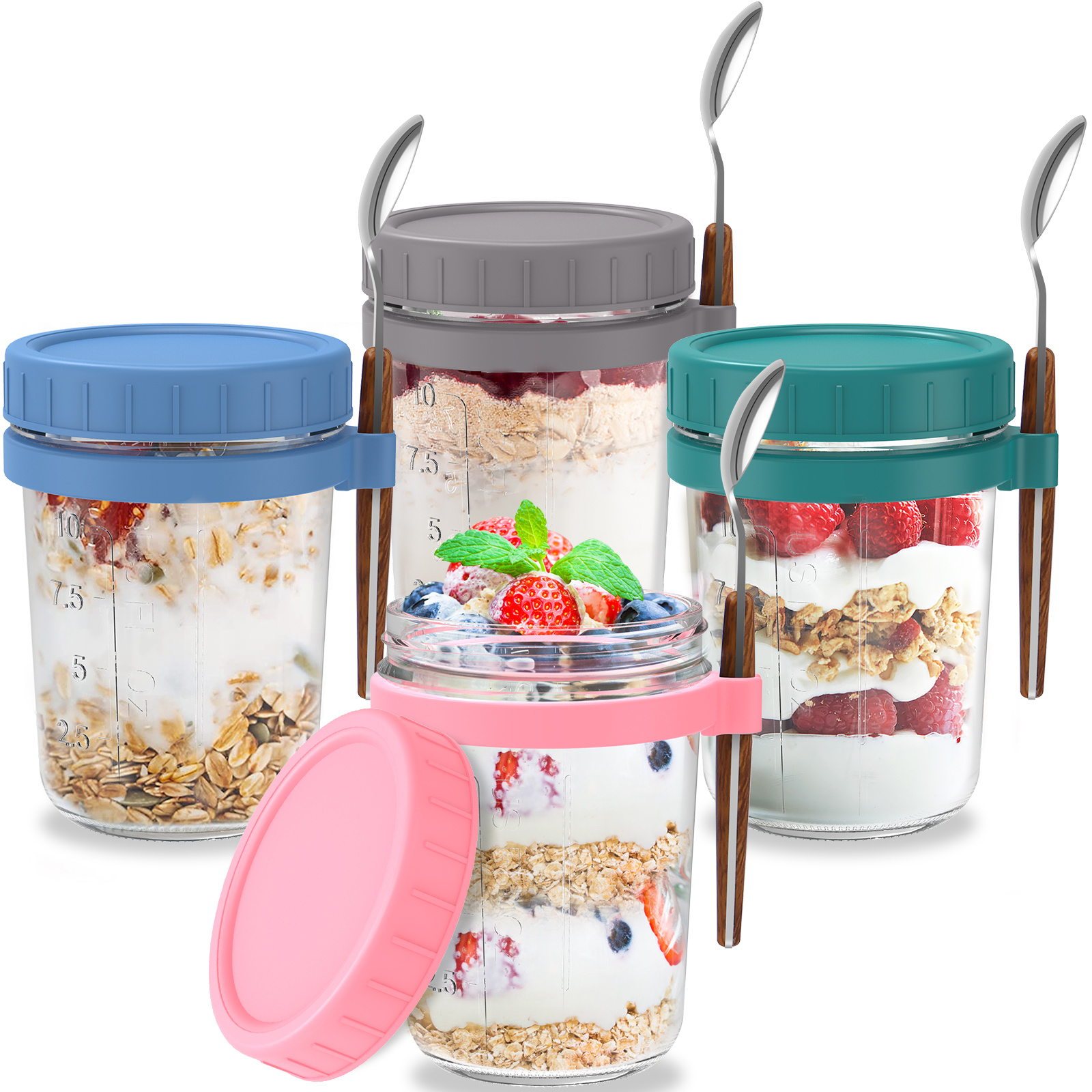 Christmas Decorations Overnight Oats Jars Cereal Milk Container Leak Proof  Oatmeal Yogurt Containers With Lids To Go 