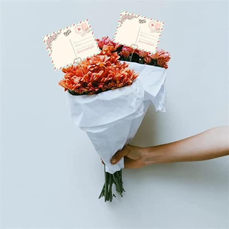 30 Pcs Metal Floral Place Card Holder, 13 Inch Heart Shape Flower