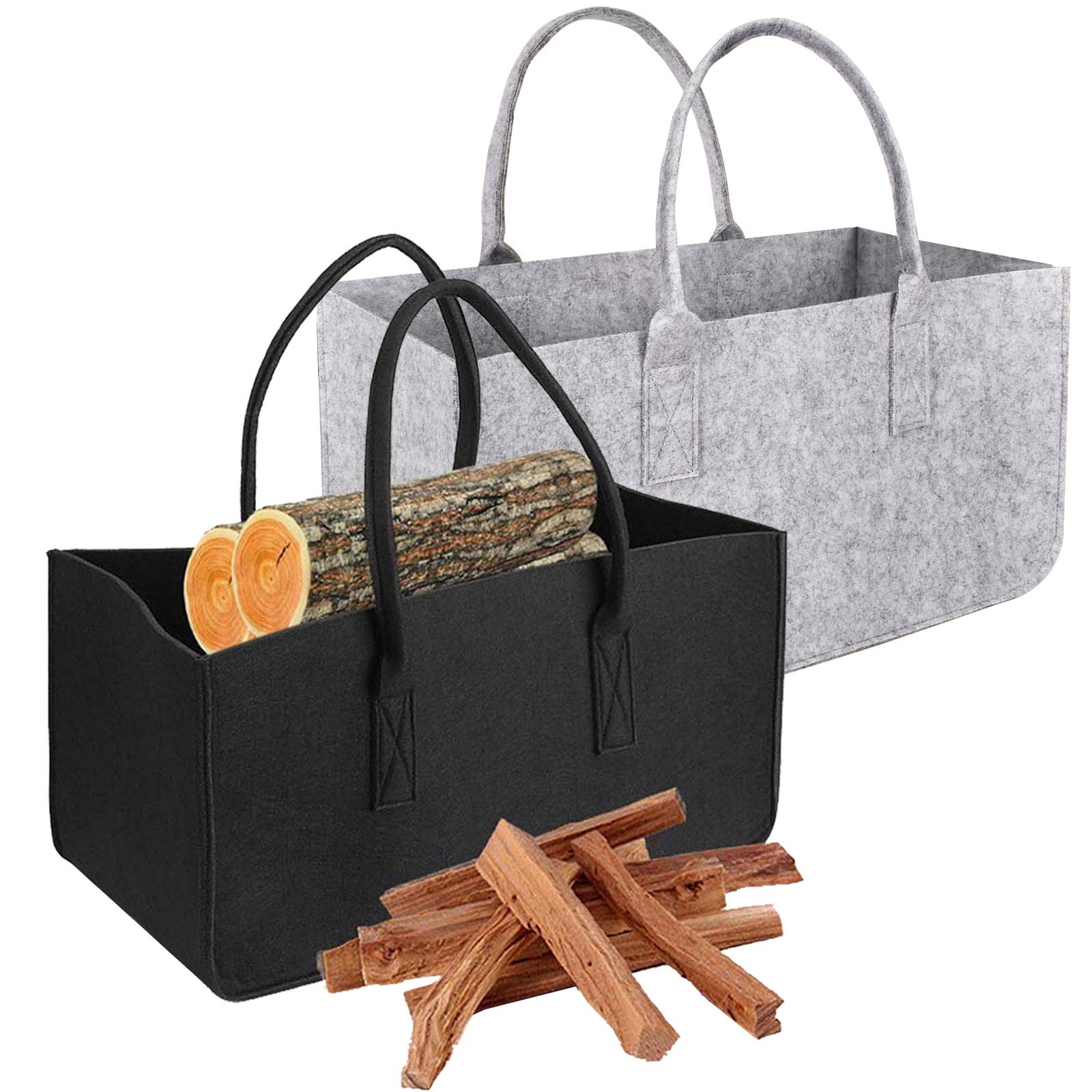 2pcs Felt Firewood Carrier With Handles Large Firewood Basket