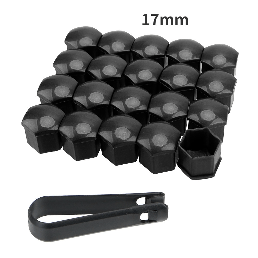 Bouchons d'écrou de roue 19 mm plastique noir 20 pièces