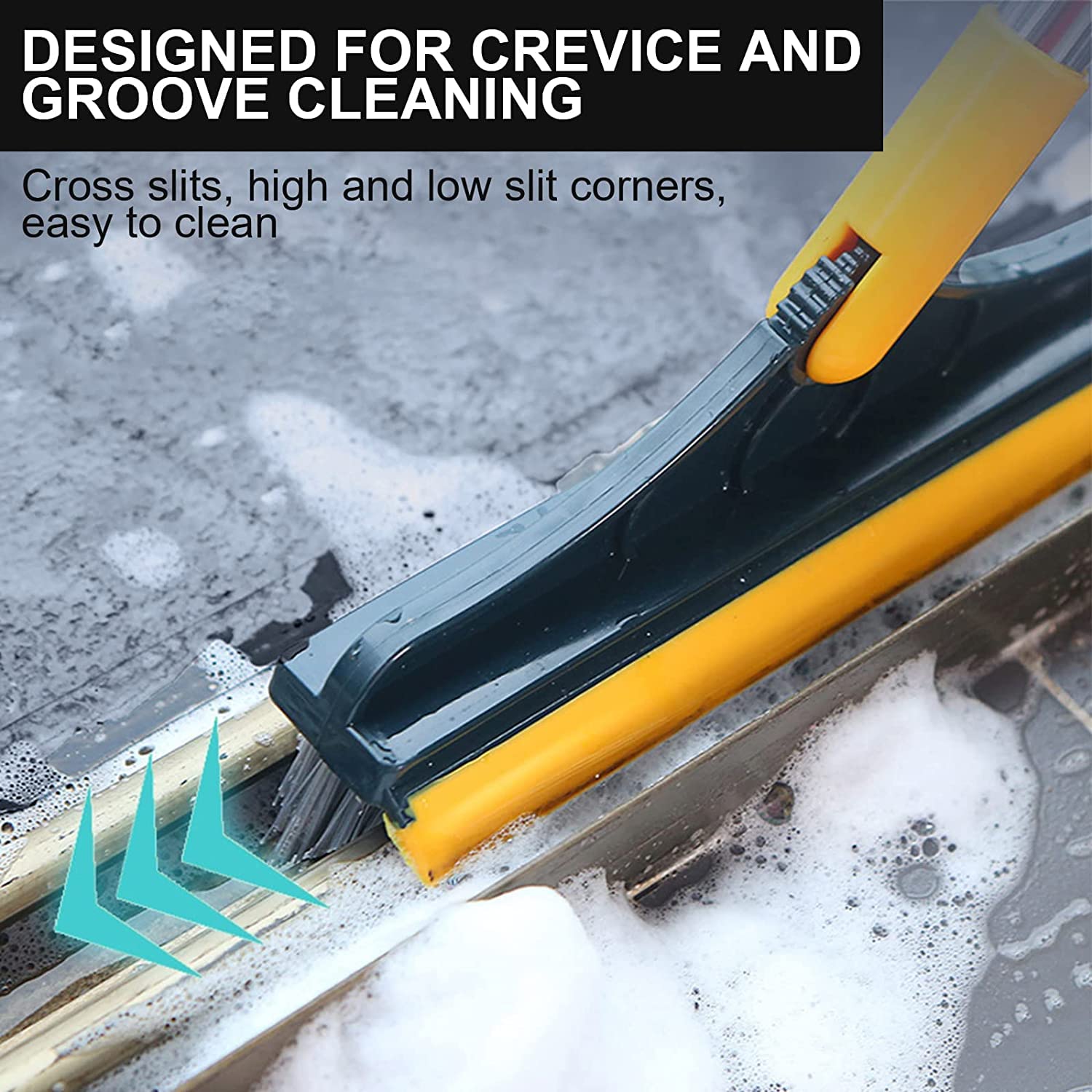 Double-sided Floor Scrub Brush With Long Handle, Corner Crevice Cleaning  Brush, Heavy Duty Stiff Brush For Cleaning Bathroom, Patio, Kitchen, Wall  And Deck - Temu