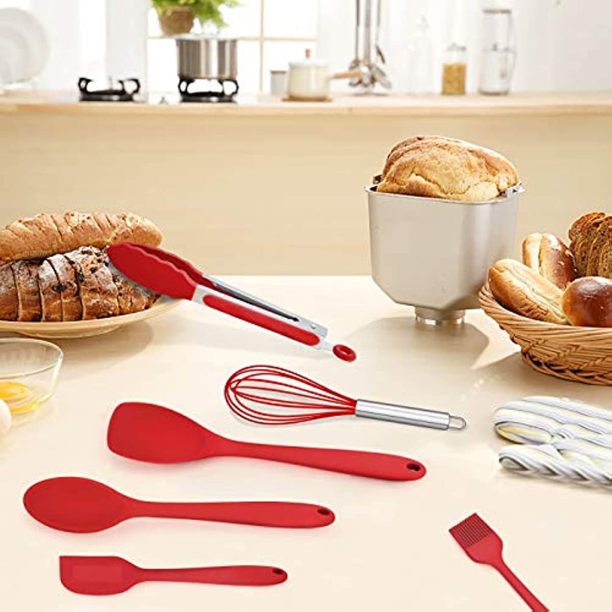 Silicone Utensil Set, Kitchen Utensil Set, Safety Cooking Utensils Set With  Holder, Non-stick Kitchen Cooking Turner, Spatula, Cooking Soup Spoon,  Colander Spoon, Whisk, Pasta Spoon, Tongs, Oil Brush, Cream Spetula, Kitchen  Stuff 
