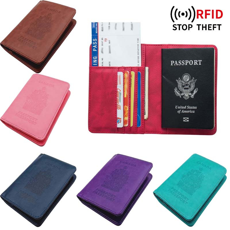 RFID Blocking Leather Card Wallet, 2023 New Travel Multifunctional Passport  Case Wallet- Multiple Card Slots Leather Holder Wallet for Men/Women (Red)