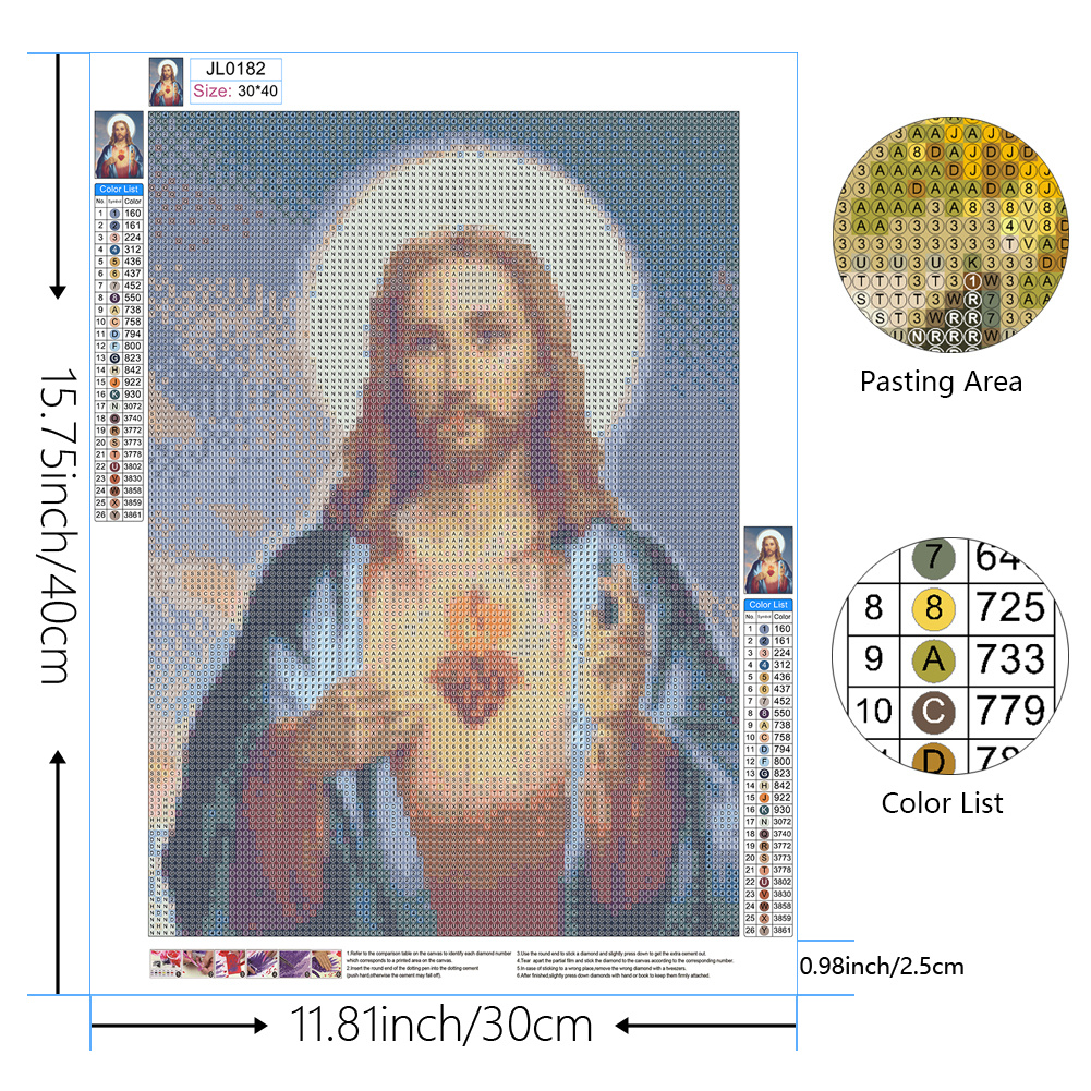 Religious Jesus Full Drill Diamond Painting 5D DIY Diamond Embroidery Crystal Rhinestone Cross Stitch Mosaic Paintings Arts Craft for Home Wall