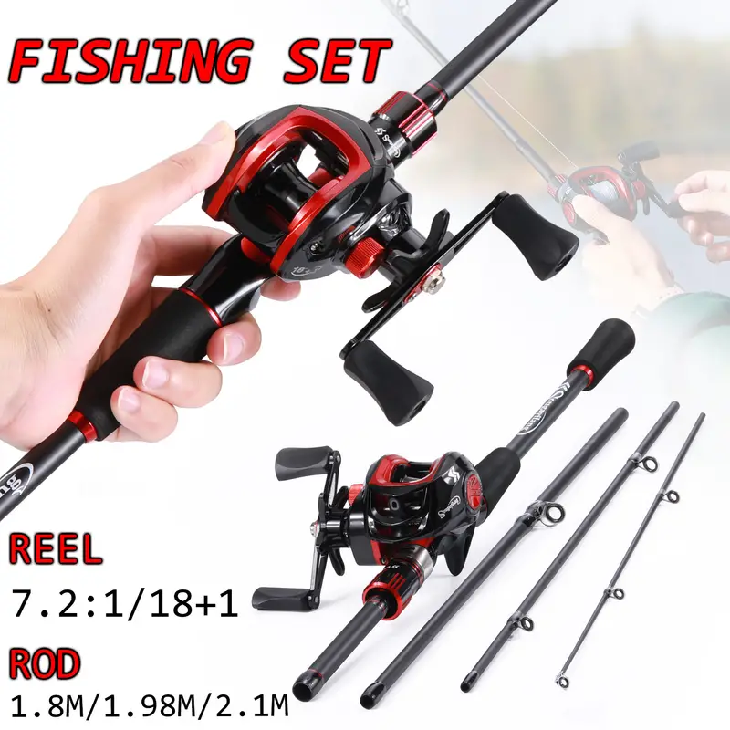 Fishing Rod Reel Combo, 1.8~82.68inch Carbon Fiber Casting Rod And  Baitcasting Reel With Fishing Line Lure, Suitable For Bass Trout