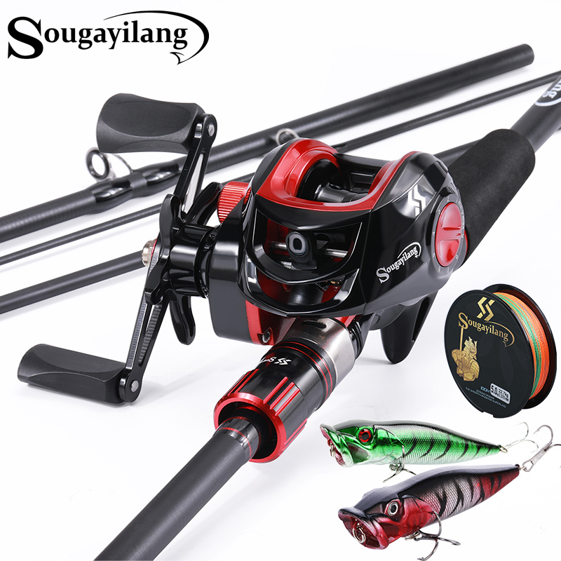 Fishing Rod Reel Combo, 1.8~2.1m Carbon Fiber Casting Rod And Baitcasting  Reel With Fishing Line Lure, Suitable For Bass Trout