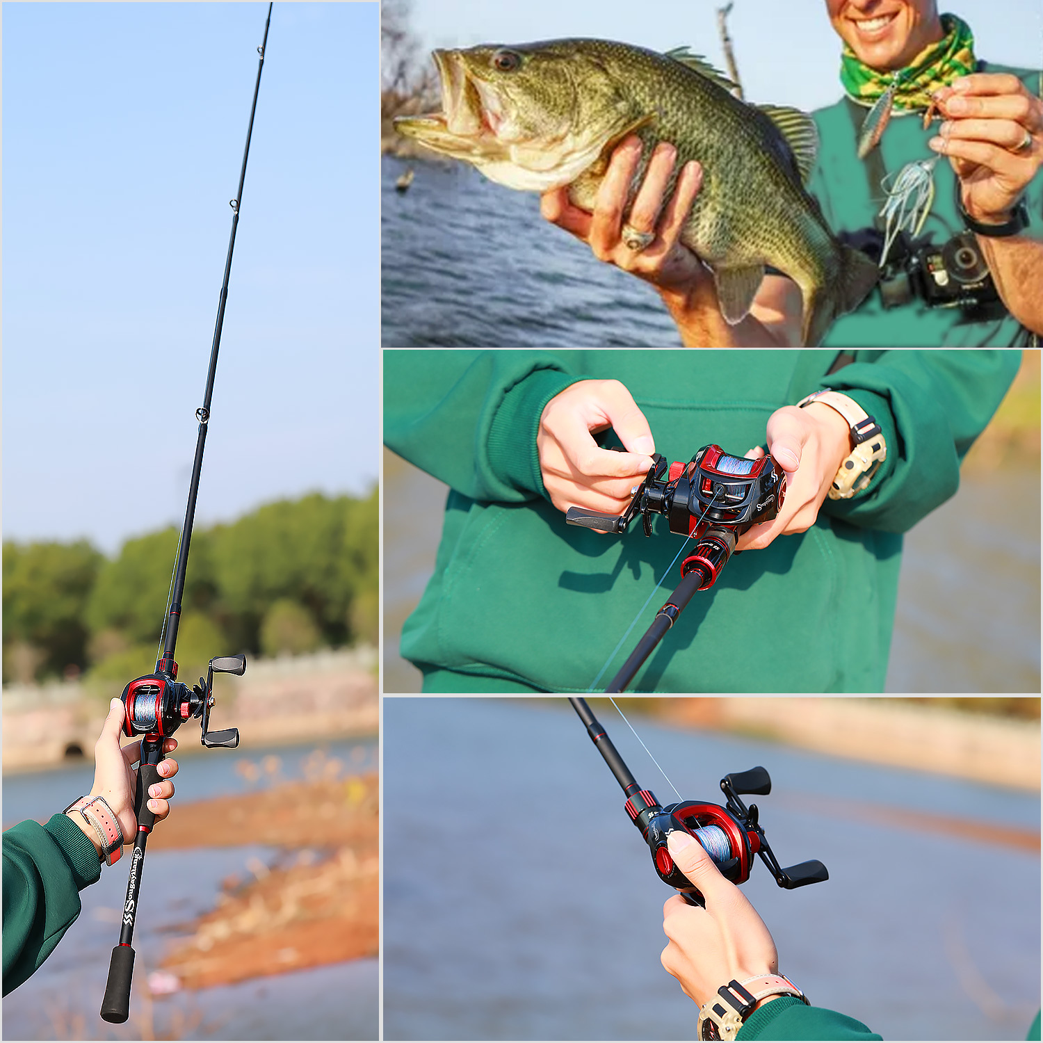Fishing Rod Reel Combo, 1.8~82.68inch Carbon Fiber Casting Rod And  Baitcasting Reel With Fishing Line Lure, Suitable For Bass Trout