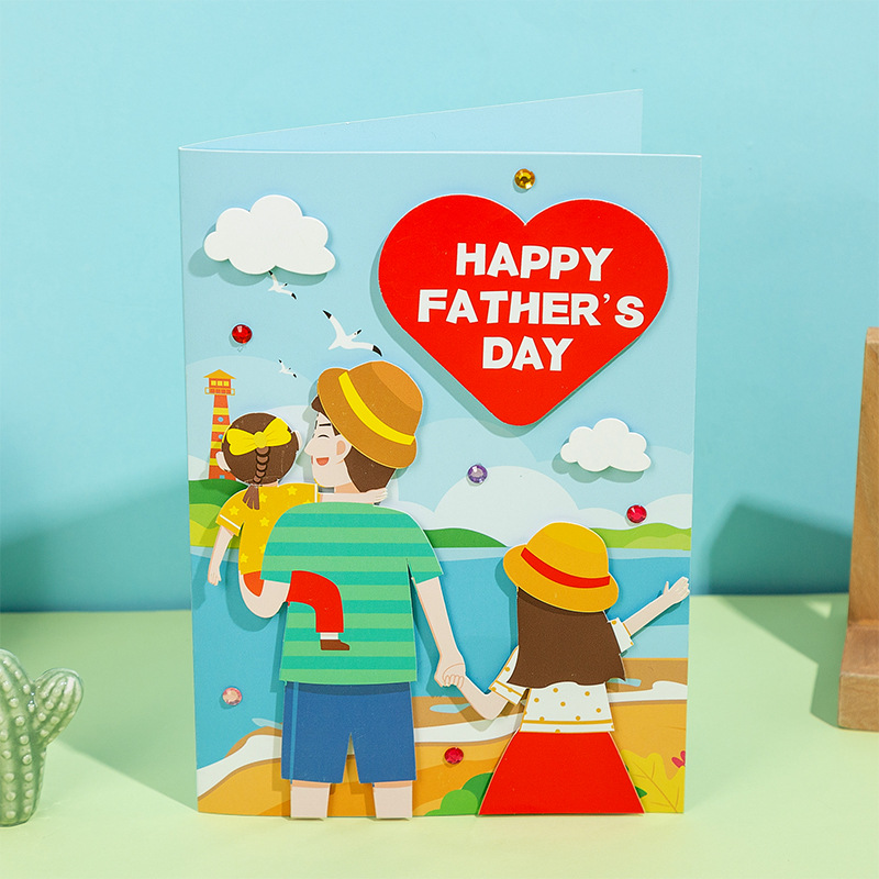 Father'S Day Creative Three-Dimensional Greeting Card Pistol 3D Handmade  Card Children'S Blessing Message Gift 