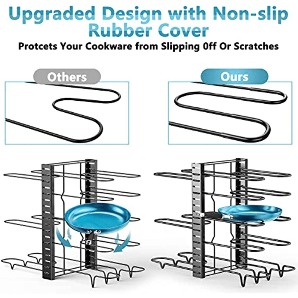 1 Set Organizer Per Pentole E Padelle Per Armadietto, Portapentole A 8  Livelli Con 3 Metodi Fai Da Te, Organizer Per Padelle Regolabile Per