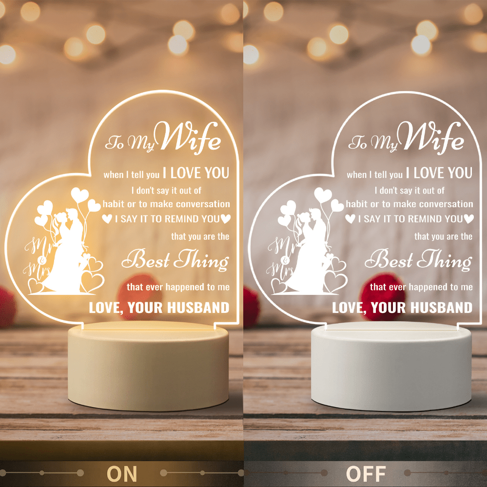  KAAYEE Valentines Day Gifts for Her Wife from Husband -  Engraved Night Light Lamp, Wife Birthday Gifts, to My Wife Anniversary  Wedding Mothers Day Idea Gifts for Wife Women : Home