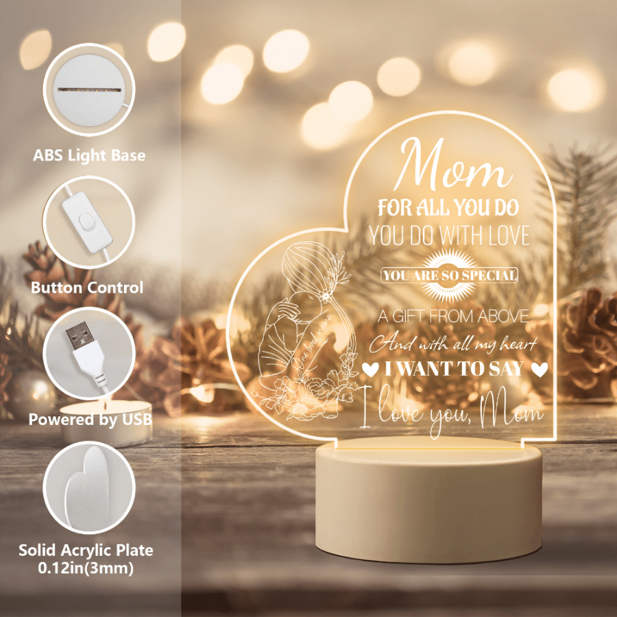 Mothers Day Gifts From Daughter Son To Mom Gifts, Mom Personalized Night  Light Gifts With Grateful Sayings Best Mom Gifts From Daughter Son - Temu