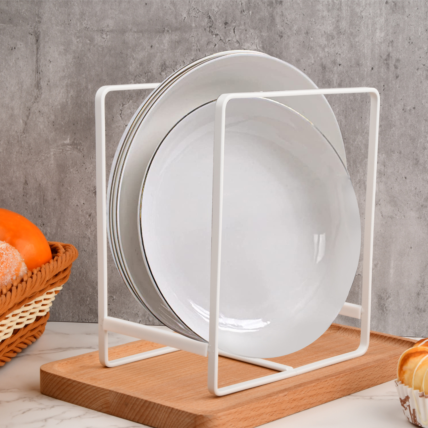 2pc Metal Cupboard Dish Rack Lid Holder