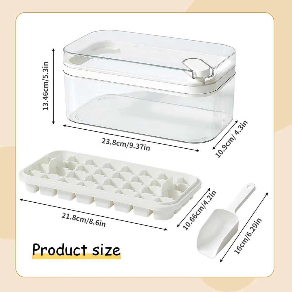 Ice Cube Tray with Lid and Bin, 64 Pcs Ice Cubes Molds, Ice Trays