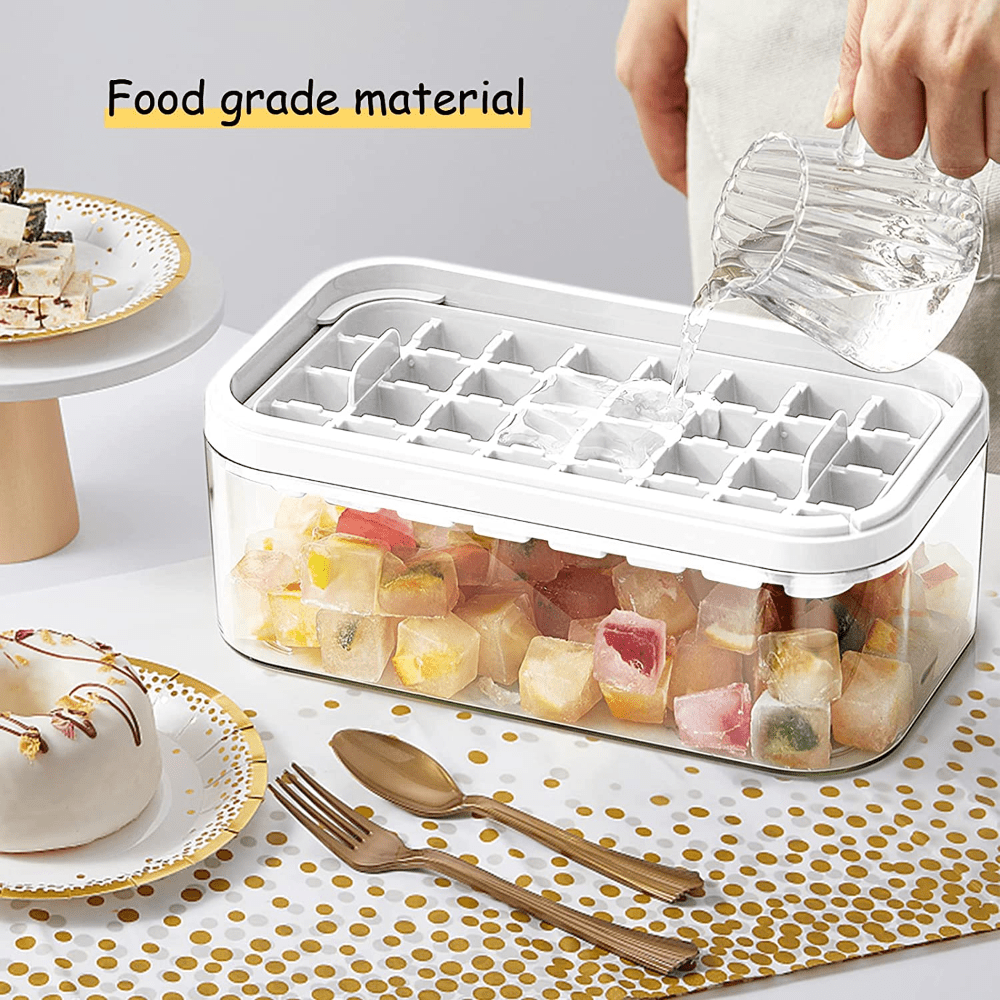 Cook with Color Ice Cube Tray with Lid and Bin - Easy Release Ice Container  for Freezer
