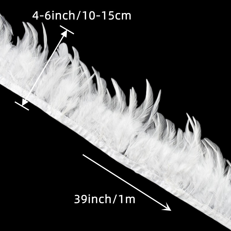 8-10Cm/10-15Cm Ostrich Feathers Trim DIY Clothes Accessories White Plumes  On Ribbon Wedding Dress Decorative Feathers for Crafts