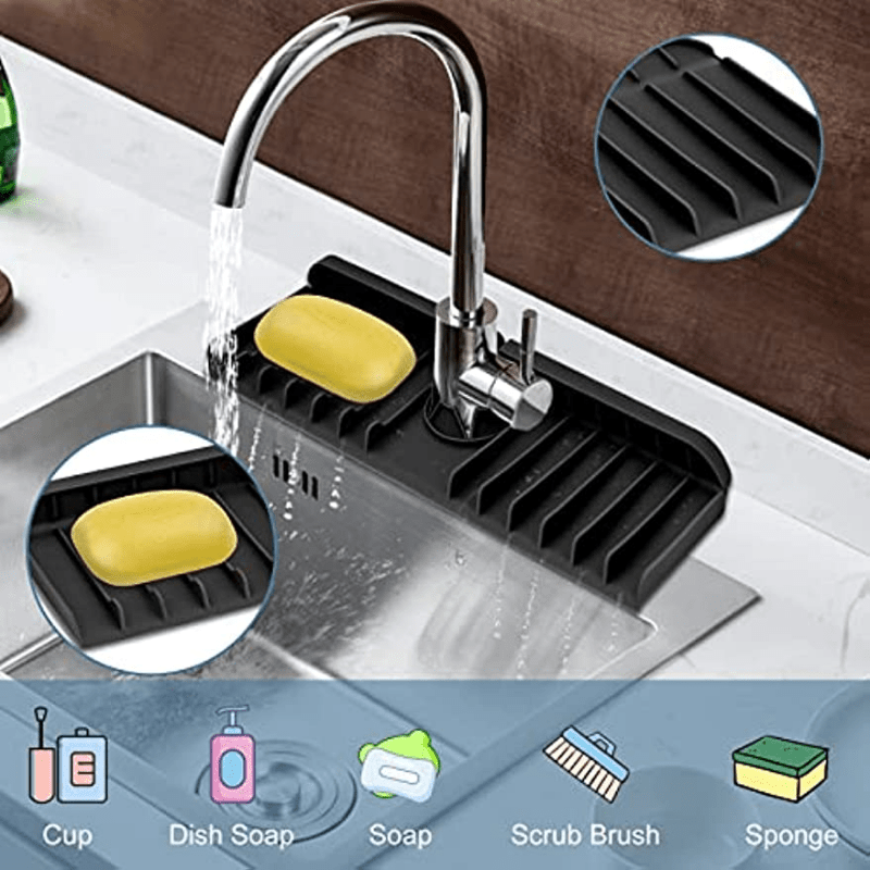 Kitchen Silicone Faucet Mat Absorbent Mat Sink Splash Guard Drain