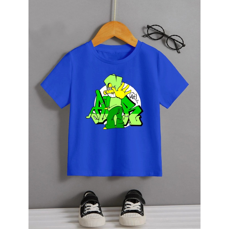 Estiloso Cartoon Face Print Boys Creative T shirt Casual - Temu Portugal