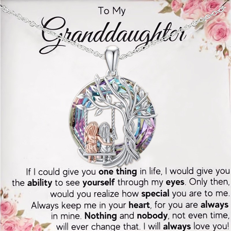 Birthday Gifts Including a Pendant Necklace Featuring a Swing Design, Symbolizing The Tree of Life, for My Daughter And Granddaughter, Along with a Card., for Teenager, For Teenager