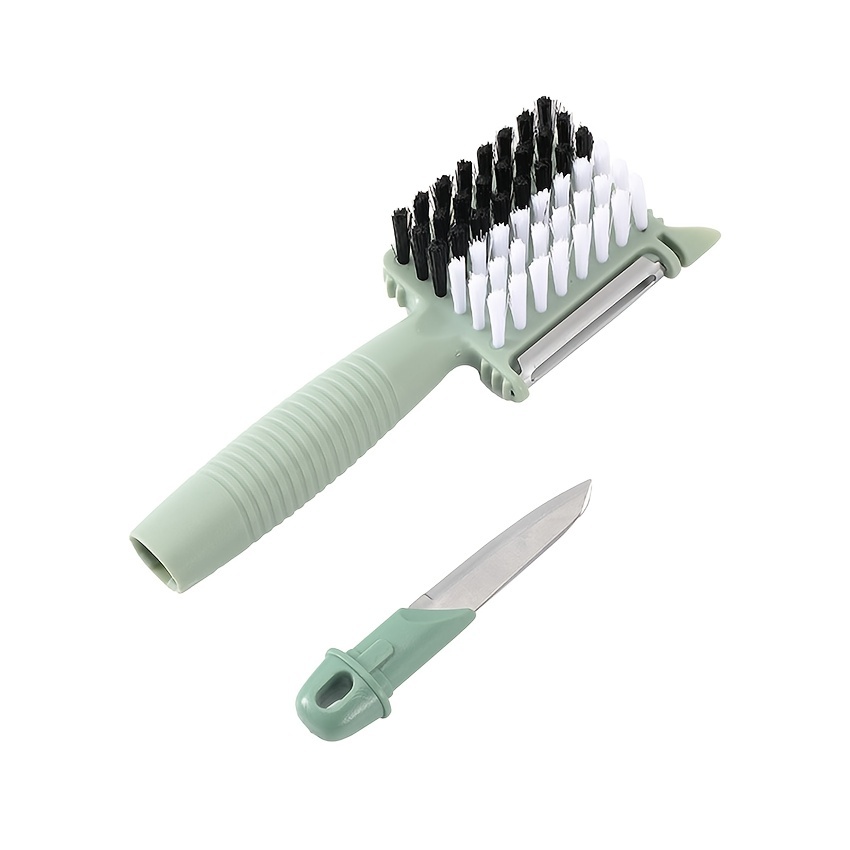 Multifunctional Fruit & Vegetable Cleaning Brush Peeler Three-in-one  Scraper Vegetable Washing Brush With Fruit Peeler For  Restaurants/supermarkets/food Trucks - Temu