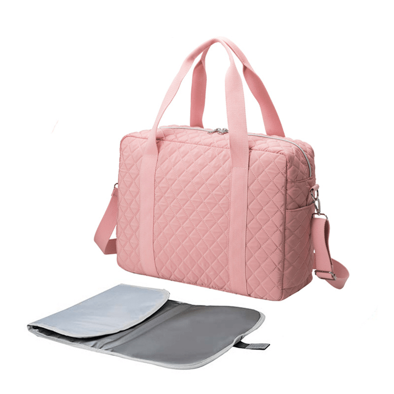 printe Diaper Bag Tote for Girls with 2 Organizer Pouches, Large Capacity  Mommy Bag for Hospital and Weekender Travel, Pink