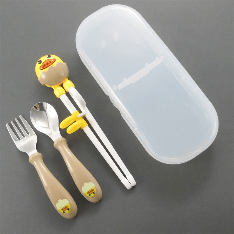 Kawaii Duck Spoon and Fork Set for Kids School Cute Portable