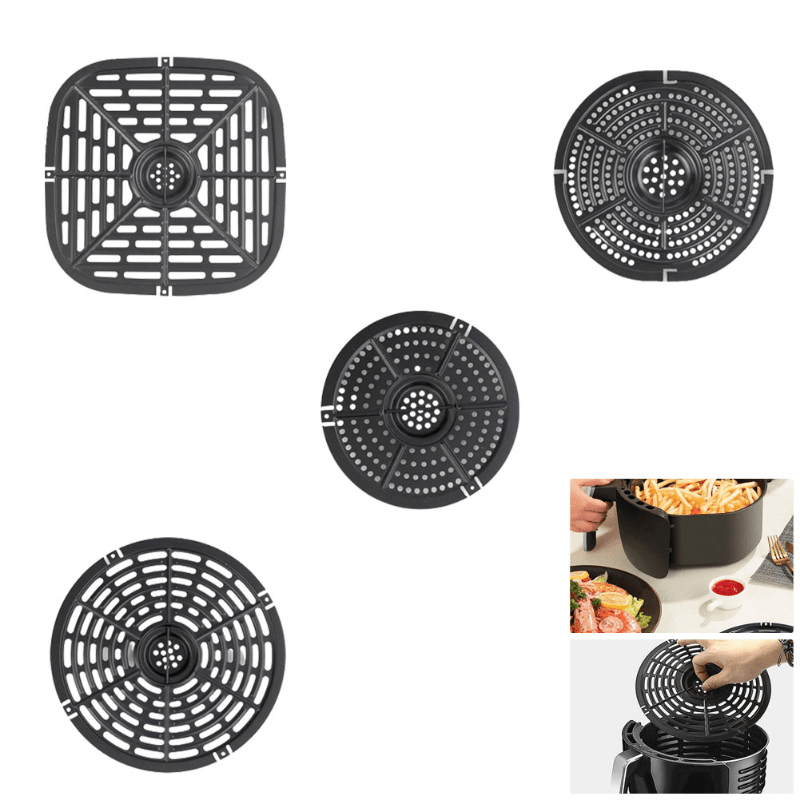 Air Fryer Crisper Plate, Stainless Steel Air Fryer Grill Pan, Nonstick Air  Fryer Grill Plate Reusable Dishwasher Safe Air Fryer Replacement Parts With  Rubber Bumper For Air Fryer Cooking - Temu