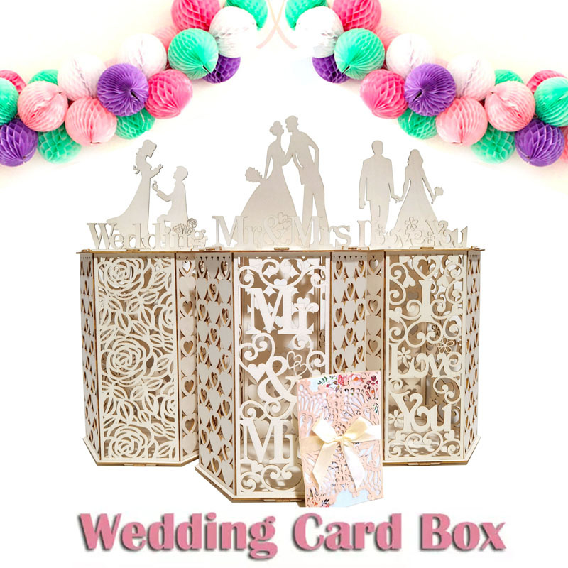 Diy Wooden Gift Card Box Wedding Supplies Hollow Business - Temu