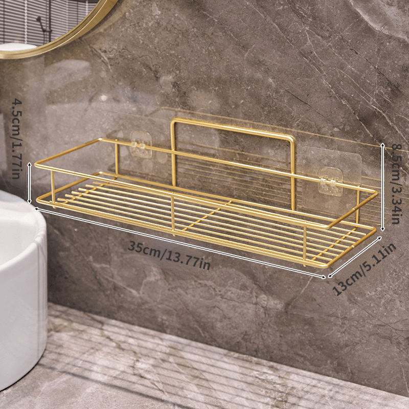 Gold Brass Wall Mounted Shower Caddy Storage Shelf Brushed Bathroom  Accessories