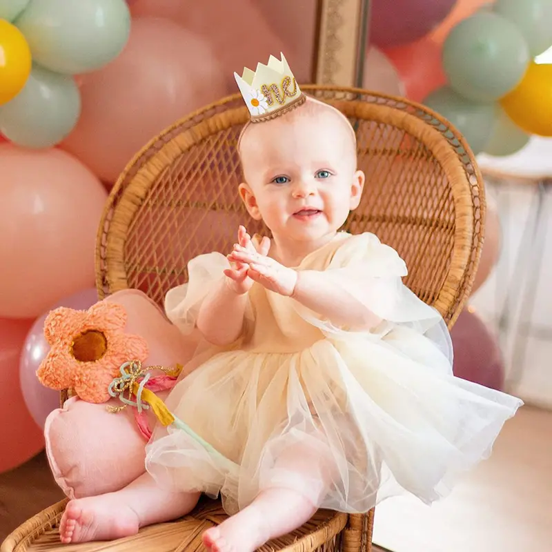1 Año Edad Bebé Corona Pequeña Margarita Sombrero Cumpleaños - Temu
