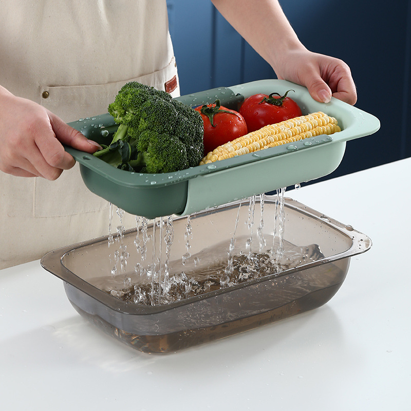 2023 New Portable Kitchen Retractable Sink Drain Basket Plastic